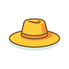 yellow hat with a wide brim. simple flat color. vector illustration template design.
