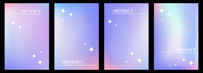 Y2K posters with vivid mesh neon gradient background, techno decorative art, empty backdrops, vector illustration.