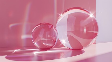 pink glass balls on pink background