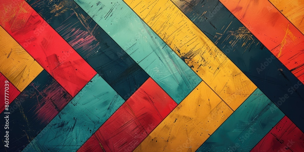Aufkleber a vibrant geometric pattern incorporating zigzag lines and irregular shapes, infusing energy and cre