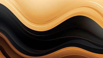 Sleek Sophistication: Luxurious Black Lines Enhanced by Golden Accents in Abstract Illustration