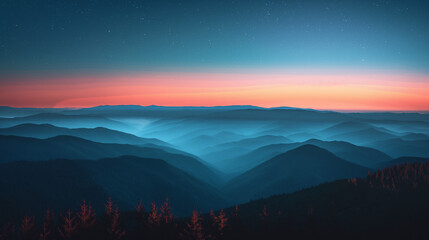 山から見下ろす夜空の景色