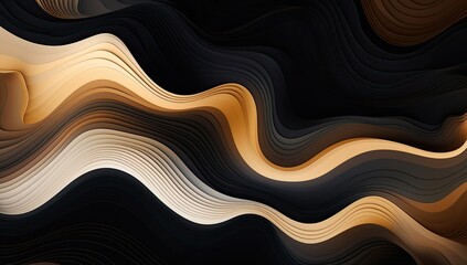 Sleek Sophistication: Luxurious Black Lines Enhanced by Golden Accents in Abstract Illustration