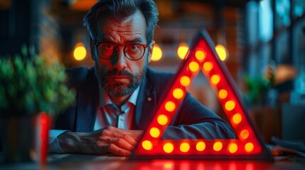 businessman, laptop, error notification, maintenance, concept, virus detection, warning, network security, 4K, HD wallpaper, AI-generated, technology, programming, employee, programmer, developer, tri