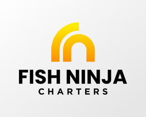 Letter FN monogram sport fishing logo design.