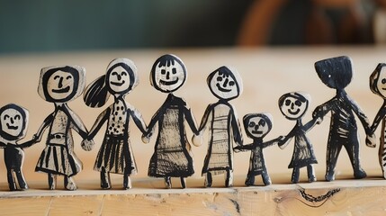 Whimsical Stick Figure Gathering Celebrating Friendship and Unity