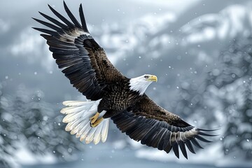 Fototapeta premium 3D Render of Majestic Eagle Soaring Through the Sky