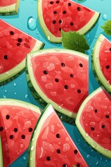 Attractive pattern of watermelon slices for the background