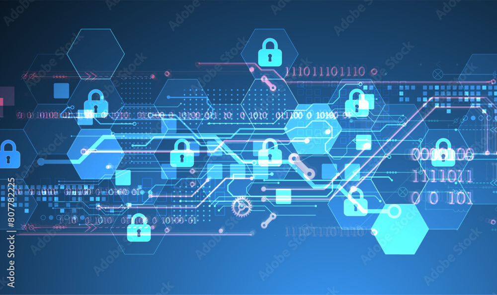 Aufkleber secure digital background. virtual confidential, programming protection. hand drawn vector.