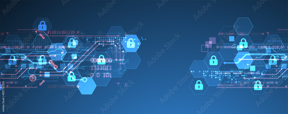 Aufkleber secure digital background. virtual confidential, programming protection. hand drawn vector.