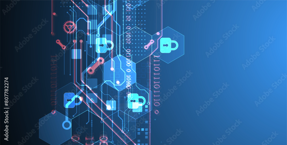 Aufkleber secure digital background. virtual confidential, programming protection. hand drawn vector.