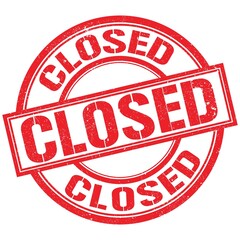 CLOSED text written on red stamp sign
