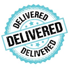 Obraz premium DELIVERED text on blue-black round stamp sign