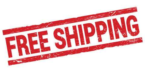 FREE SHIPPING text on red rectangle stamp sign.