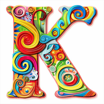 frame with flowers letter K