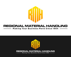 RMH letters monogram material handling company logo design.

