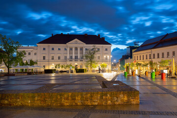 2023-05-15; City Hall in main square Rynek of Kielce, Poland