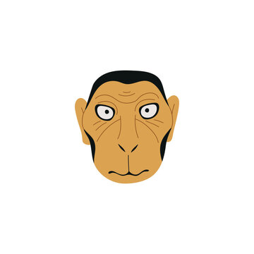 Traditional Japanese Kabuki mask, flat vector, isolated background.