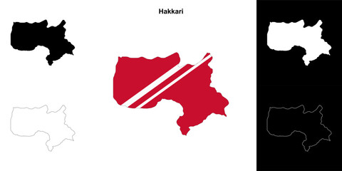 Hakkari province outline map set