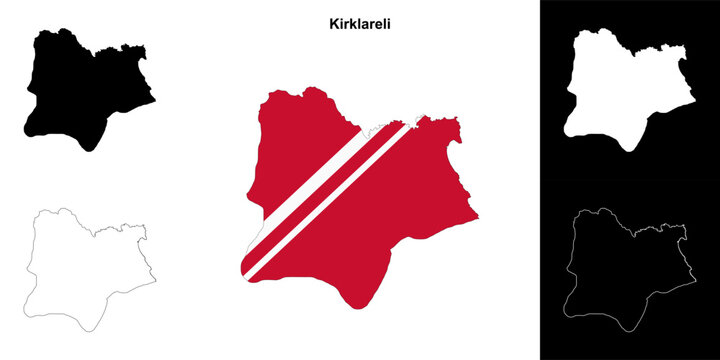 Kirklareli province outline map set