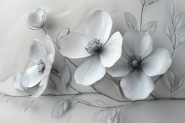 Exquisite Botanical Line Drawings: Diverse Flower Illustrations Series