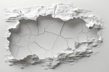 A hole punched through a white wall and removed. Generative Ai