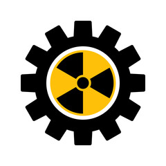 Cogwheel with radioactive symbol, nuclear engineering concept icon vector