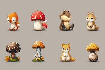 Fototapeta premium Animal Icons Galore: A Whimsical Hand-Drawn Clipart Collection