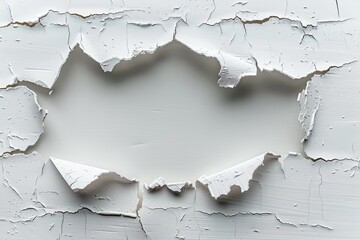 A hole punched through a white wall and removed. Generative Ai