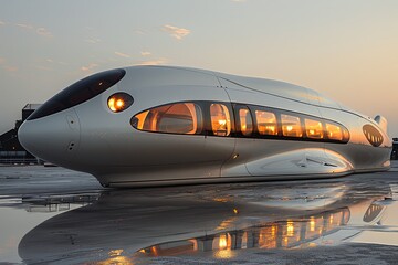 Aerodynamic Futuristic Spaceship Design: High-Speed Train Terminal