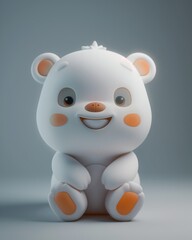 Cartoon Bear in 3D Illustration, Gentle and Smiling Character for Kids, Playful and Whimsical Design