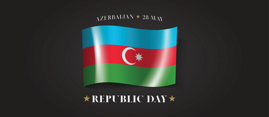 Azerbaijan happy republic day greeting card, banner with template text vector illustration