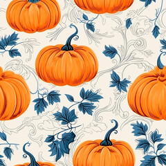 Pumpkin seamless ink texture harvest pattern autumn texture October print 