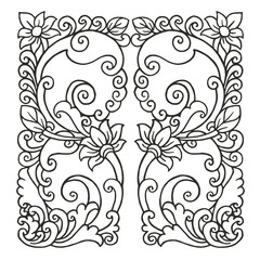 Floral and fauna traditional ornament Hand drawn illustration vector