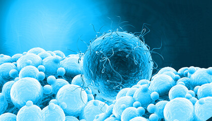 Fertilizing egg with sperm. 3d illustration..