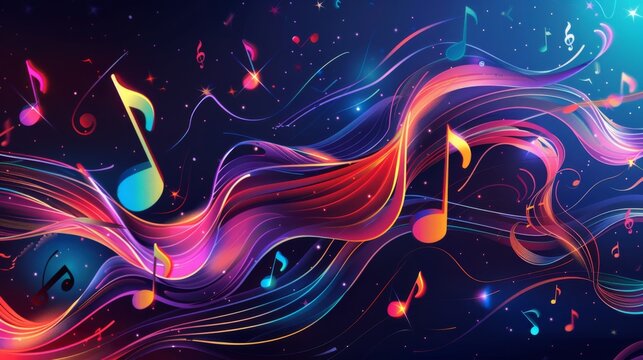 Colorful Music Background With Music Notes