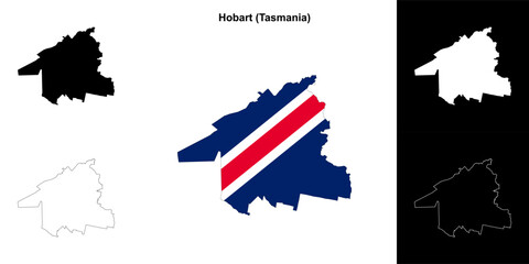 Hobart (Tasmania) outline map set
