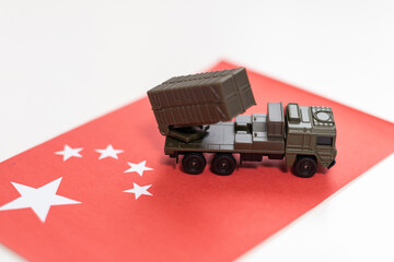 Obraz premium military equipment as tank with flag of China on white background. Countries' military forces topic.