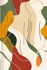 Abstract Modern Art with Organic Shapes and Earthy Tones
