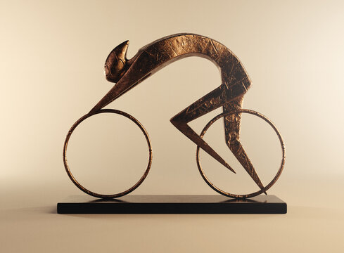 Abstract Bronze Cyclist Sculpture