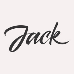 Jack. English name handwritten inscription. hand drawn lettering. High quality calligraphy card. Vector illustration.