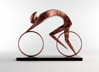 Abstract Bronze Cyclist Sculpture