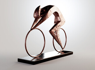 Abstract Bronze Cyclist Sculpture