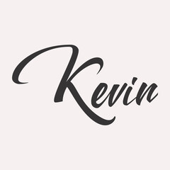 Kevin. English name handwritten inscription. hand drawn lettering. High quality calligraphy card. Vector illustration.