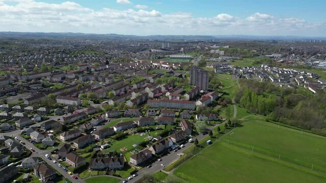 Housing Estate Aerial View Rutherglen Glasgow. Tracking Orbit.