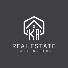initial monogram logo for real estate with building shape creative design	
