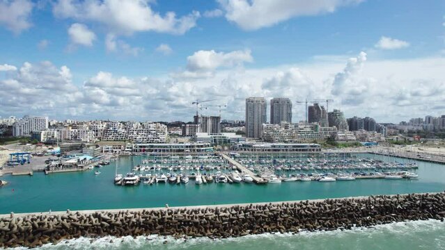 boats marine at ashkelon south israel sea