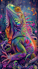 Obraz premium colorful iguana on Abstract background 