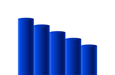 5 blue high podiums step with layer on transparent background