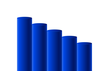 5 blue high podiums step with layer on transparent background